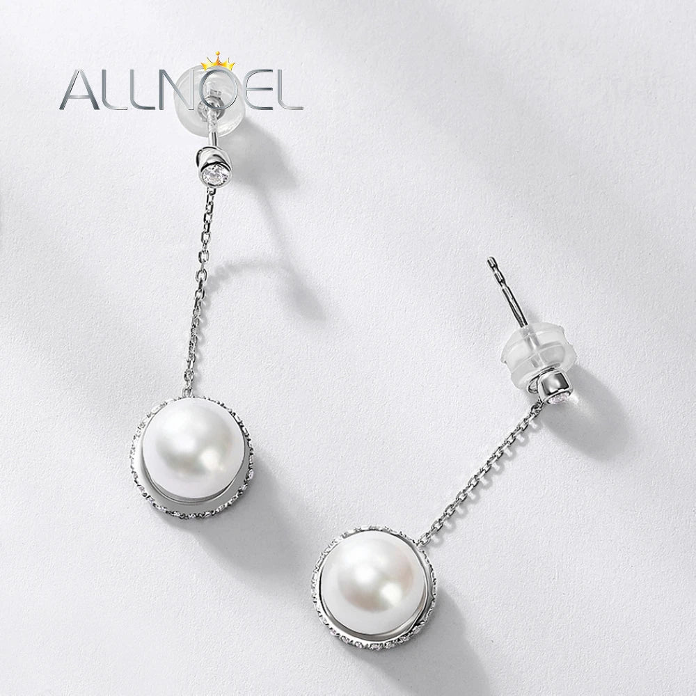 Boucles d'oreilles pendantes en or massif 14 carats et 18 carats 750 pour femmes, perles d'eau douce de 7,5 à 8 mm, cadeaux de fête, bijoux en or K ك الذهب bijoux