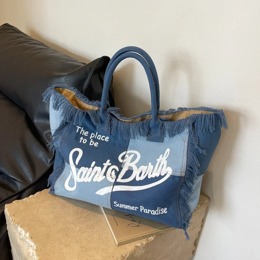 Sacs fourre-tout en toile de grande capacité, sacs à bandoulière super cool de couleur assortie pour femmes 2024, style décontracté et tendance en été