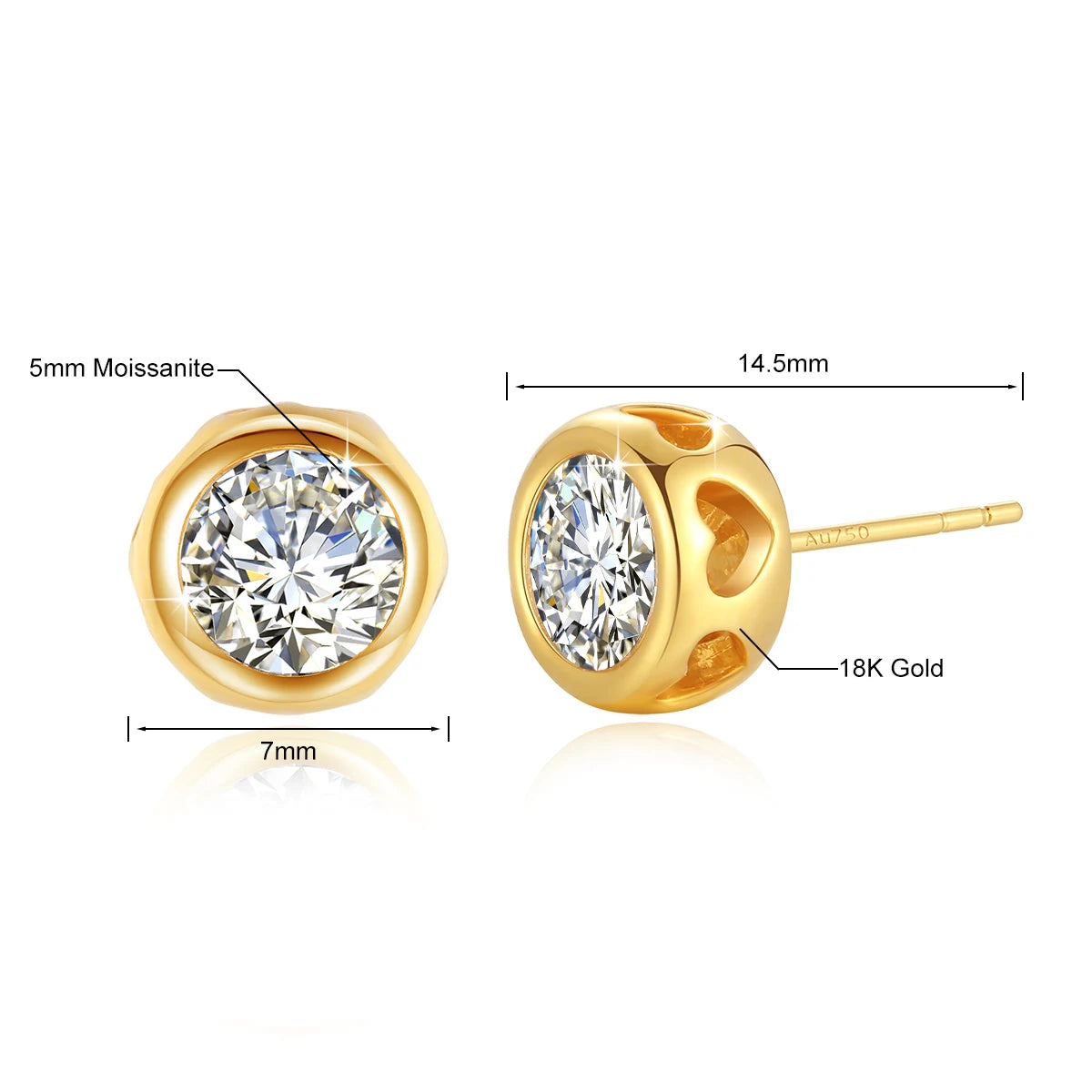 18k Gold Earrings Real Gold Gem Moissanite Diamond Certifid For Women 2024 Trend Jewelry Luxury K Gold Earings Stud Wedding Gift