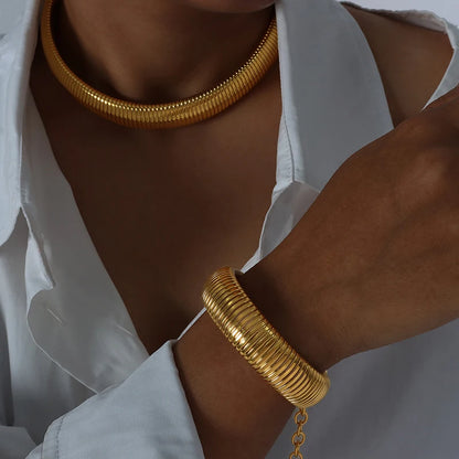 Collier et bracelet de style rock hip-hop pour femmes et hommes, en acier inoxydable, étanche, hyperbole, chaîne épaisse, ras du cou, ensembles de bijoux