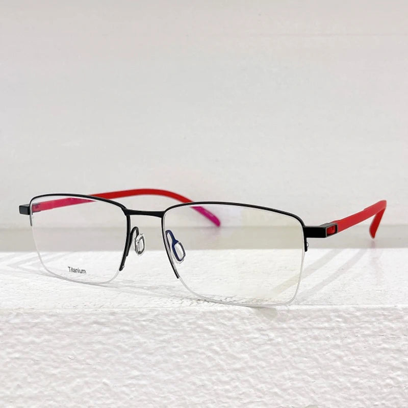 P8757 Pure Titanium Handmade Japan Style Eyeglasses frame Square Business Prescription Optical Designer Extra-light Eyewear