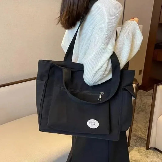 Sac à bandoulière tendance pour femme, sac fourre-tout de grande capacité pour étudiant, nouvelle collection 2024, sac à main en toile pour femme