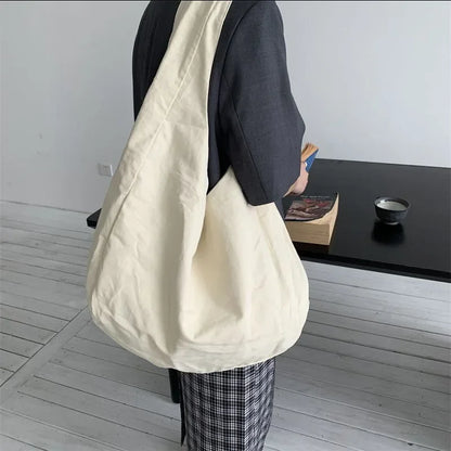 Sac à bandoulière en toile pour femme, sac à dos simple à croix oblique, sac à bandoulière de grande capacité, sac Hobos rétro Dumpling