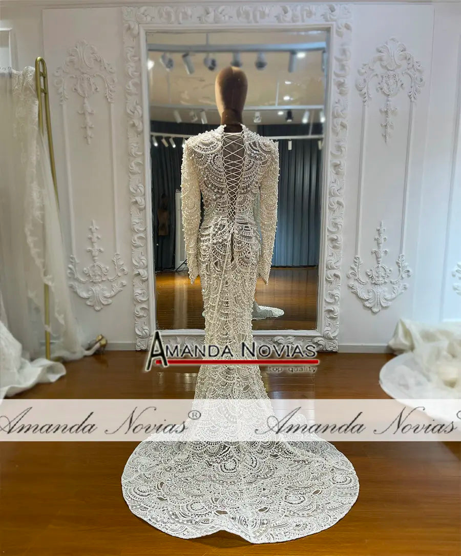 Amanda Novias Handmade Pearls Mermaid Wedding Dress NS4742