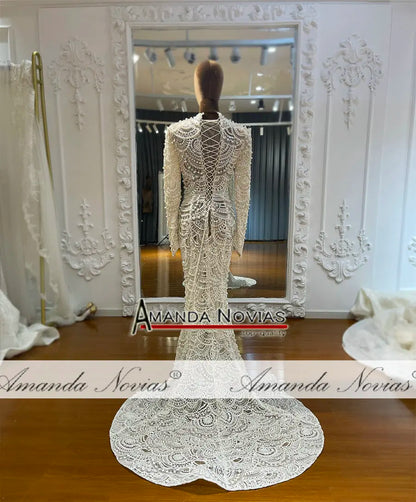 Robe de mariée sirène en perles faites à la main par Amanda Novias NS4742