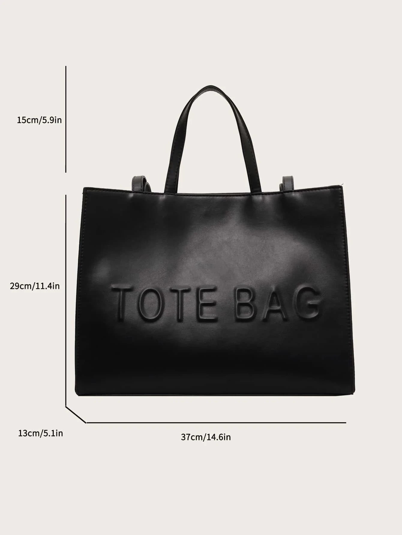 Sac fourre-tout à la mode de grande capacité avec lettre imprimée, sac à bandoulière simple de couleur unie pour femme, sac à main décontracté, sac à bandoulière