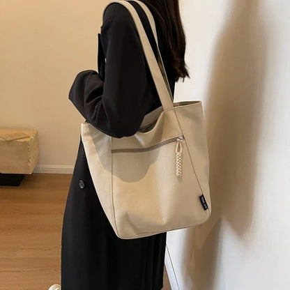 Sac à bandoulière en toile vintage solide d'hiver pour femme, sac à main de grande capacité pour les loisirs et les étudiants en art