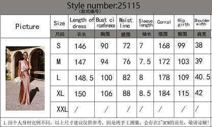 Women Temperament Satin Solid Color V-neck Long Fishtail Dress Summer