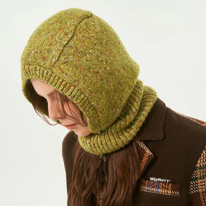 2023 Chapeaux cagoule d'hiver en tricot coloré pour hommes et femmes, casquettes à capuche tricotées unisexes, bonnets d'extérieur chauffants, col une pièce