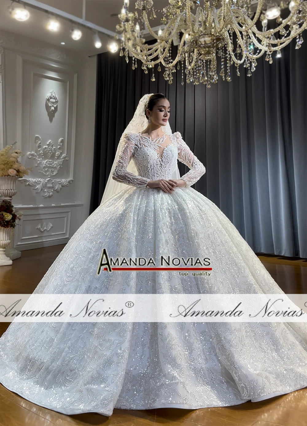 Amanda Novias Lace Appliques Wedding Dress NS4756 Custom Order