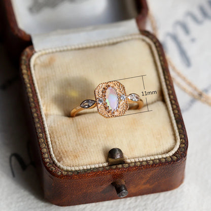 Anillos de ópalo de lujo vintage LAMOON para mujer, ópalo sintético, plata de ley 925 chapada en oro de 18 quilates, piedra natal de octubre, regalo de cumpleaños RI193