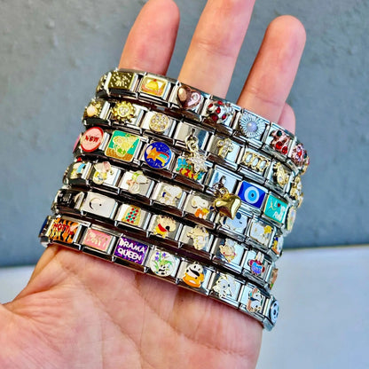 18-108 piezas de cajas misteriosas mixtas aleatorias de nueva moda, pulsera de eslabones italianos, joyería de acero inoxidable con personalidad, fabricación de bricolaje