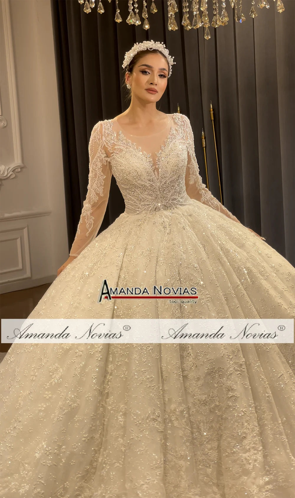 Vestido de novia con cuentas exquisitas de Amanda Novias NS4772