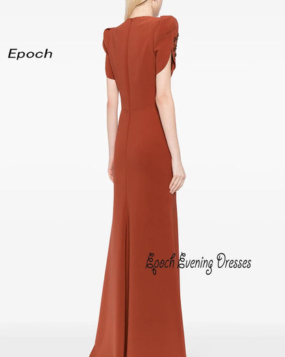 Epoch Crepe Evening Dress فساتين مناسبة رسمية Luxury Crystal V-Neck Arabia Mermaid Cocktail Party Prom Gown For Sexy Women