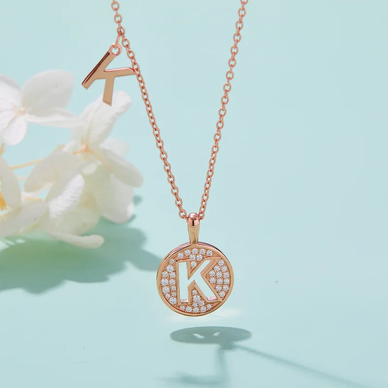 925 Sterling Silver Moissanite Pendant 26 Letter Series Letter K Necklace Exclusive Name Women Necklace Sweet Gift To Girlfriend