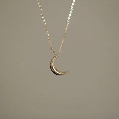 S925 sterling silver plated 14K gold necklace light plate small moon elegant entry Lux all-match k gold pendant necklace