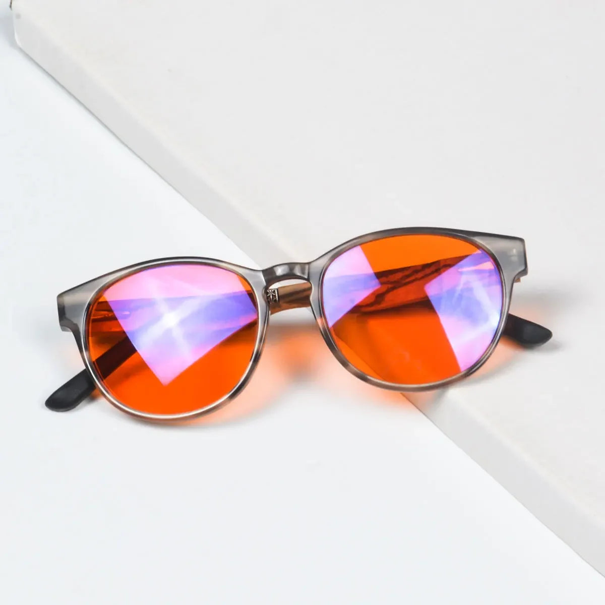 Gafas de mujer con montura de acetato, anti luz azul, para ordenador, sin dioptrías, lentes color rojo y naranja, para dormir mejor y jugar durante más tiempo