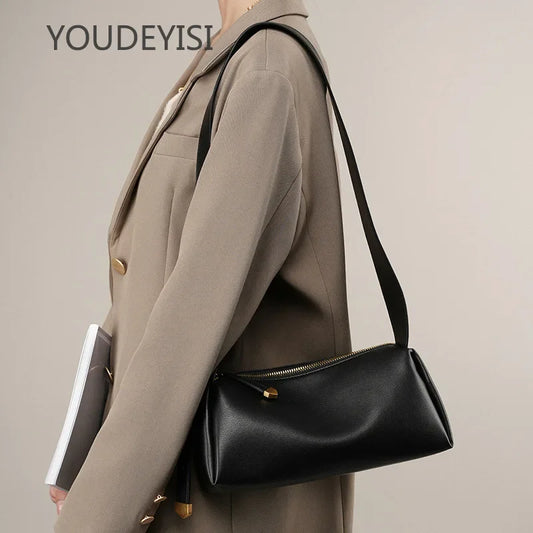 YOUDEYISI Cowhide Black Bag 2024 New Leather Messenger Bag Women's High-end Underarm Soft Leather Women's Bag