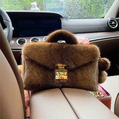 Small Square Bag Imported Mink Fur Whole Leather Women's Bag Genuine Fur Bag Versatile Chain Single Shoulder Crossbody Bag Women