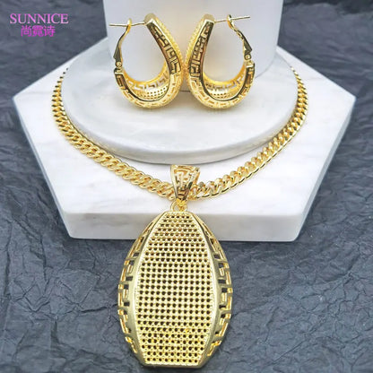 Ensemble de bijoux de luxe plaqué or 18 carats pour femmes Ensembles de bijoux de mariage italiens Collier et boucles d'oreilles de mariée Livraison gratuite africaine