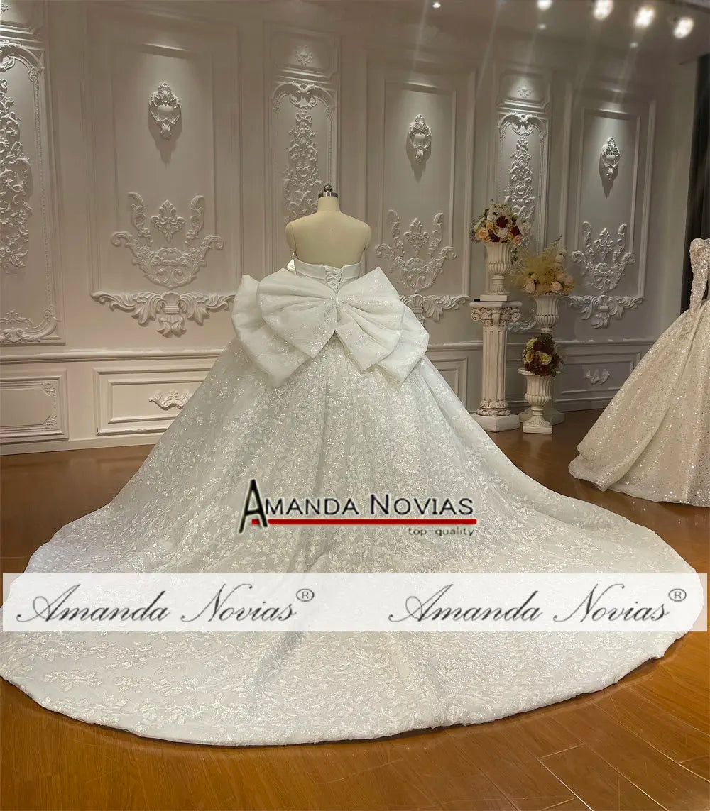 Amanda Novias Strapless Lace Bow Wedding Dress NS4775