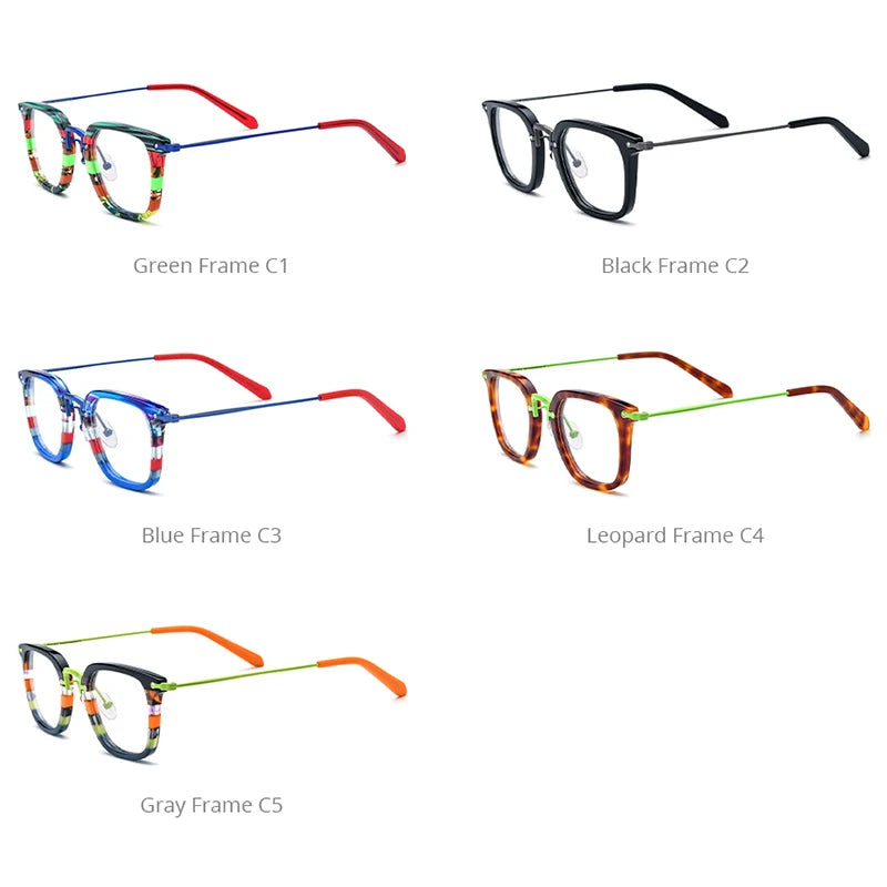 FONEX Acetate Titanium Eyeglasses Frame Men Square Glasses Women Colorful Spectacles Eyewear F85791