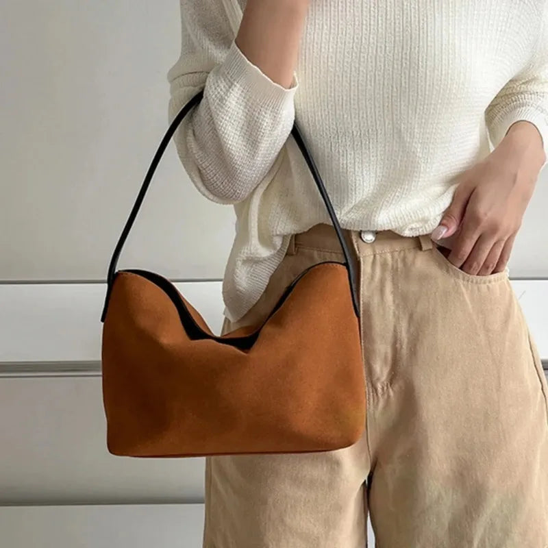 Women's Handbags Tote Women Shoulder Bags Casual Versatile New Retro Velour Large Capacity Leather Top Handle Vintage Street