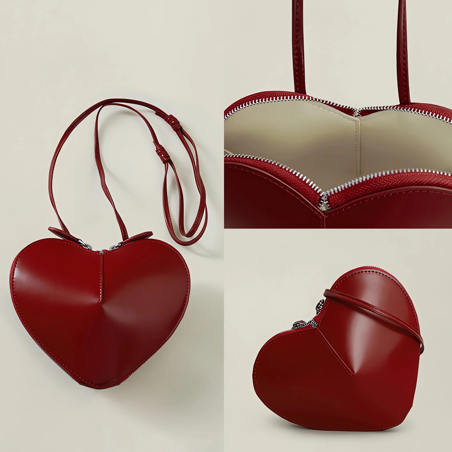 Bolso de corazón para mujer, diseño bonito, bolso rojo, de piel sintética, bandolera, mini bolso de hombro, bolsos de moda de lujo, réplicas, bolsos exactos 2024