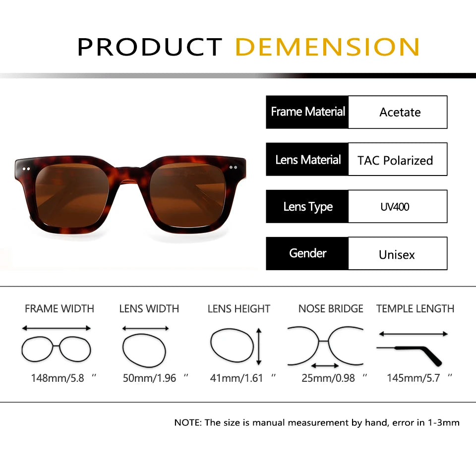 Brand Designer Crystal Acetate Square Polarized Sunglasses Women Male Luxury Sun Glasses For Men UV400 Shades Zonnebril Dames