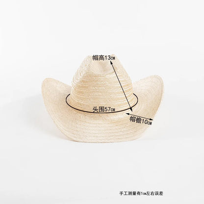 European American Fashion Spring Summer New Leisure Curled Sisal Straw Hat Women Men Panama  azz Cap High Quality Sun Hat Fadora