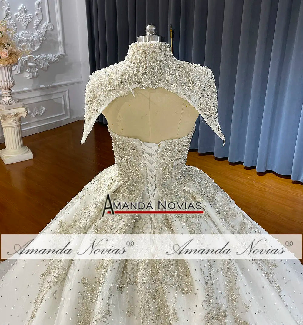 Vestido de novia sin tirantes con encaje y cuentas, pedido personalizado NS4700, 3 formas de uso