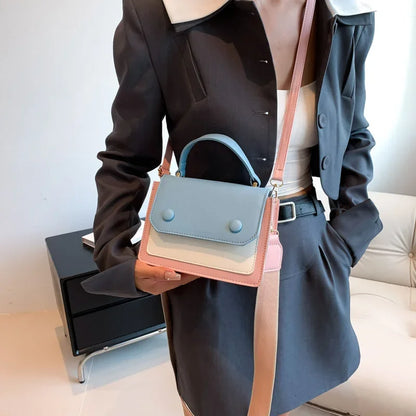 Personalized Trend Wide Shoulder Strap Small Square Bag Contrast Color Fashion Handbag Single Shoulder Crossbody Bag