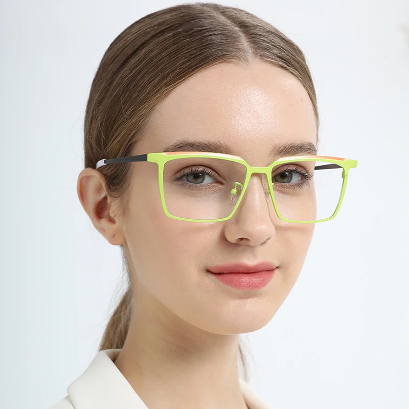 FONEX Monture de lunettes en titane pur pour hommes 2023 Nouvelles lunettes carrées rétro colorées pour femmes F85790