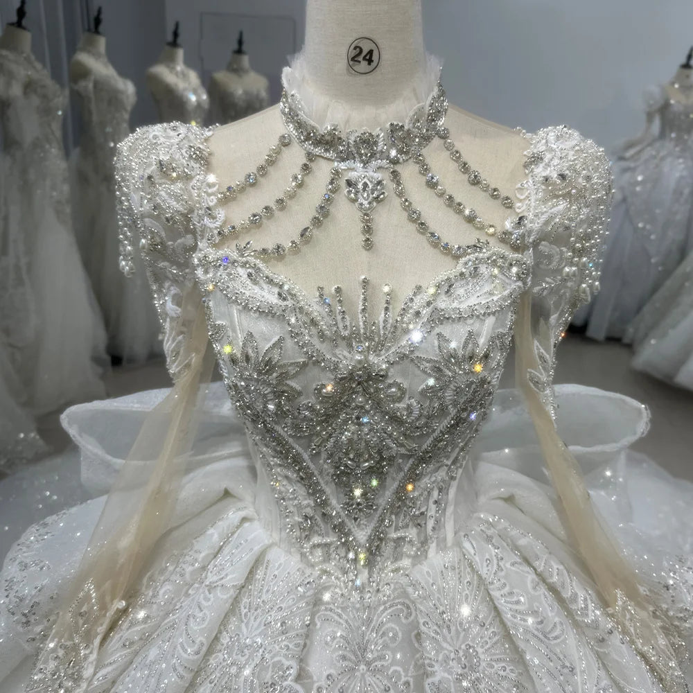 Enero de 2024 Hermosos vestidos de novia para mujer, vestidos de princesa de manga larga hechos a medida, vestido de novia XS079