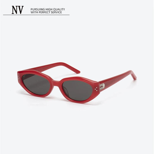 Gafas de sol estilo retro con forma de ojo de gato para hombre y mujer, de acetato rojo, con montura gruesa, para conducir al aire libre, antiultravioleta