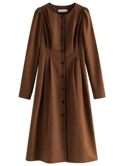 FSLE Hepburn Style Occasion Formelle Tempérament Robe à Manches Longues pour Femmes Automne et Hiver Français A-Line Longue Robe Femme