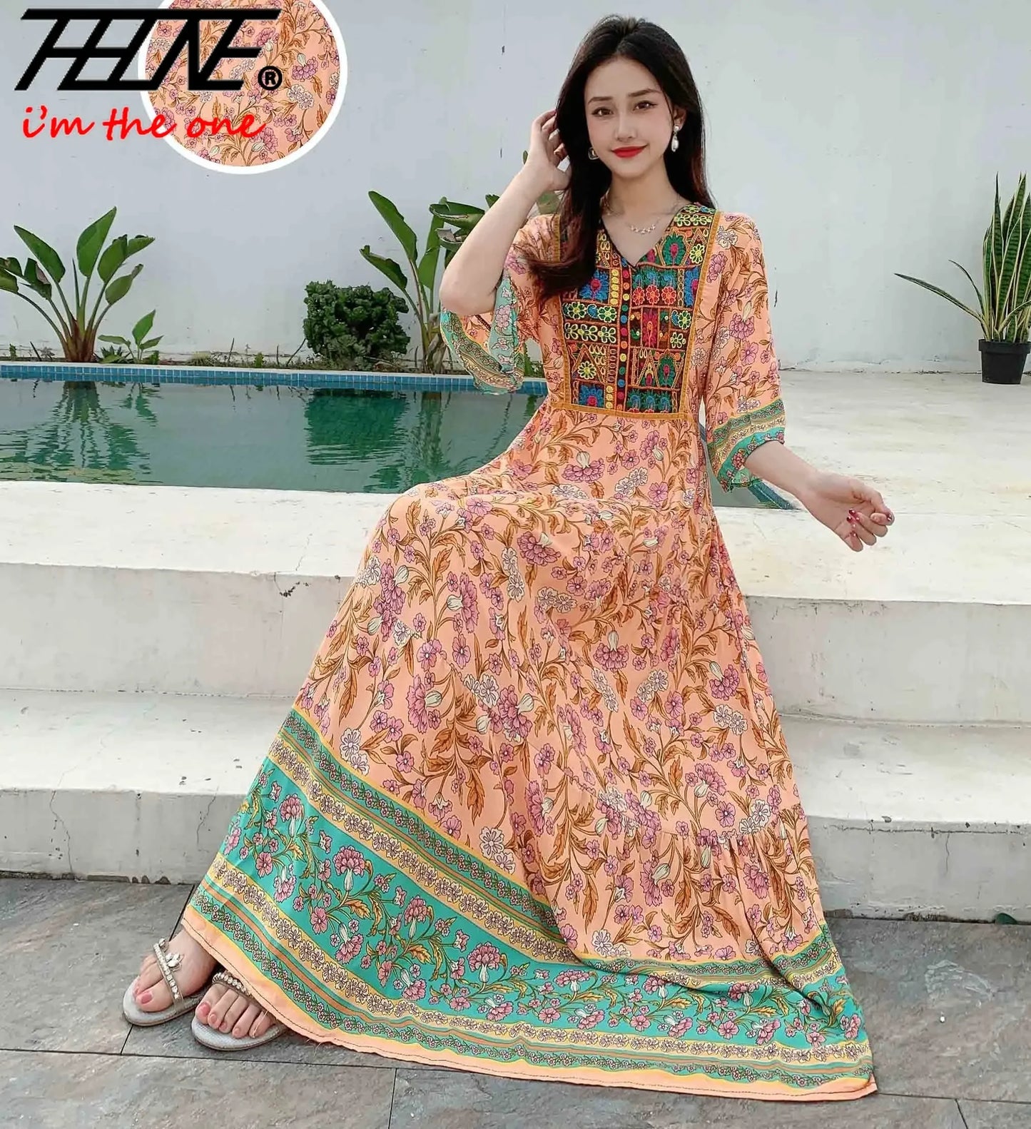 Indian Dress for Women Summer Embroidery Chic Elegant Party Dresses Clothes Vintage Long Maxi Prom Bohemian Beach Robe Vestidos