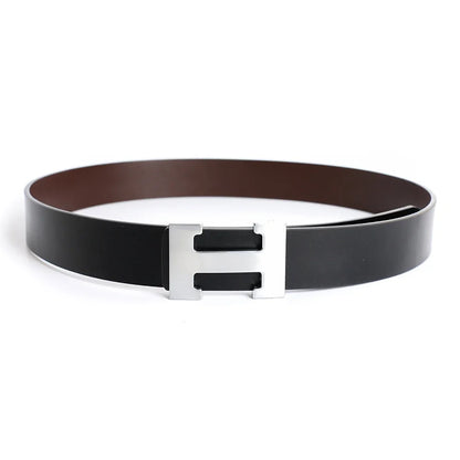 Ceinture à boucle en H de marque de luxe pour hommes et femmes, sangle de robe en cuir véritable de haute qualité pour jeans, ceinture grise