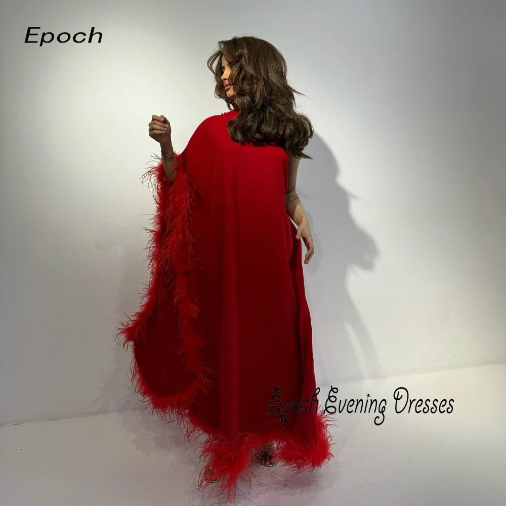 Robe de soirée longue pour femmes sexy 2024 Robe de soirée élégante à une épaule en plumes Robe de soirée formelle en ligne A