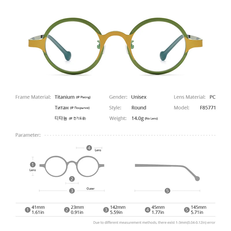 FONEX Monture de lunettes en titane coloré pour femmes 2023 Nouvelles lunettes rondes à la mode pour hommes F85771