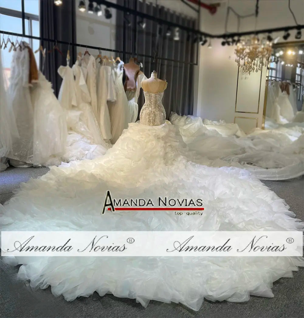 Robe de mariée sirène 2 en 1 à volants Amanda Novias faite à la main NS4774