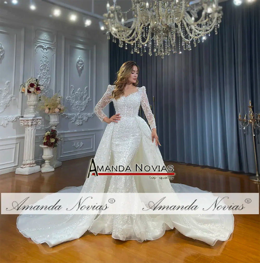 NS4797 Manches 2 en 1 Robe de mariée Taille personnalisée