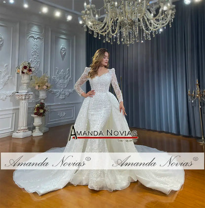 NS4797 Sleeves 2 in 1 Wedding Dress Custom Size