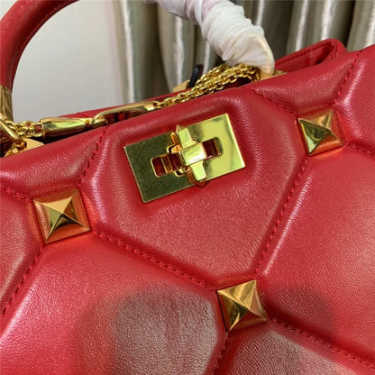 Bolso de mano de lujo de nueva marca con diseño de cubo, grande, con remaches y rombos, de un solo hombro, pequeño, cuadrado, con cadena, para mujer