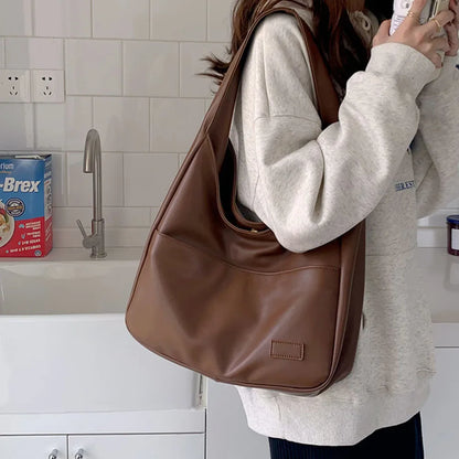 Women Large Capacity Tote Bag PU Leather Shoulder Bag Versatile Commuter Bag Satchel Armpit Bag Hobo Bag Soft Underarm Bag