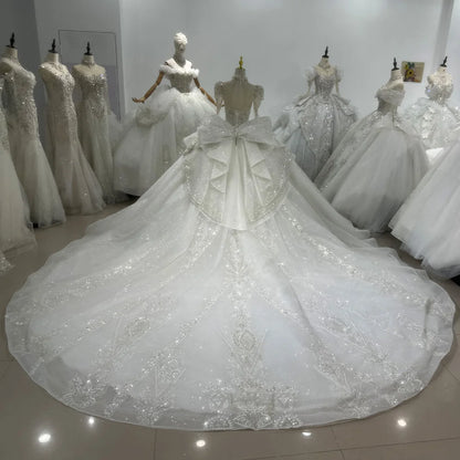 Enero de 2024 Hermosos vestidos de novia para mujer, vestidos de princesa de manga larga hechos a medida, vestido de novia XS079