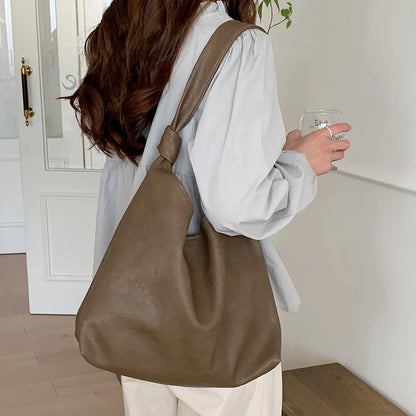 Big Black Shoulder Bags for Women Large Hobo Shopper Bag Solid Color Quality Soft Leather Crossbody Handbag Lady Travel Tote Bag