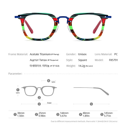 FONEX Acetate Titanium Eyeglasses Frame Men Square Glasses Women Colorful Spectacles Eyewear F85791