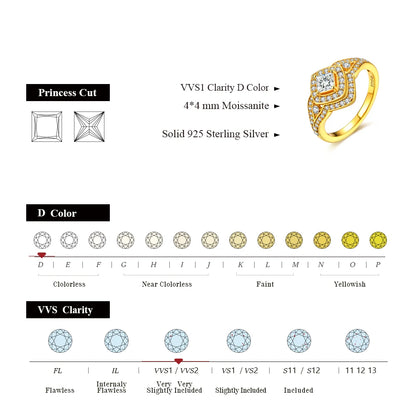 Anillo de compromiso de plata MINTYBOX D VVS1 con diamantes de moissanita S925 para mujer, 0,792 ct, chapado en oro K vintage, joyería fina certificada