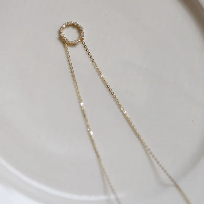 S925 sterling silver plated 14K gold necklace blue sea Legend Full diamond circle Korean k gold clavicle chain